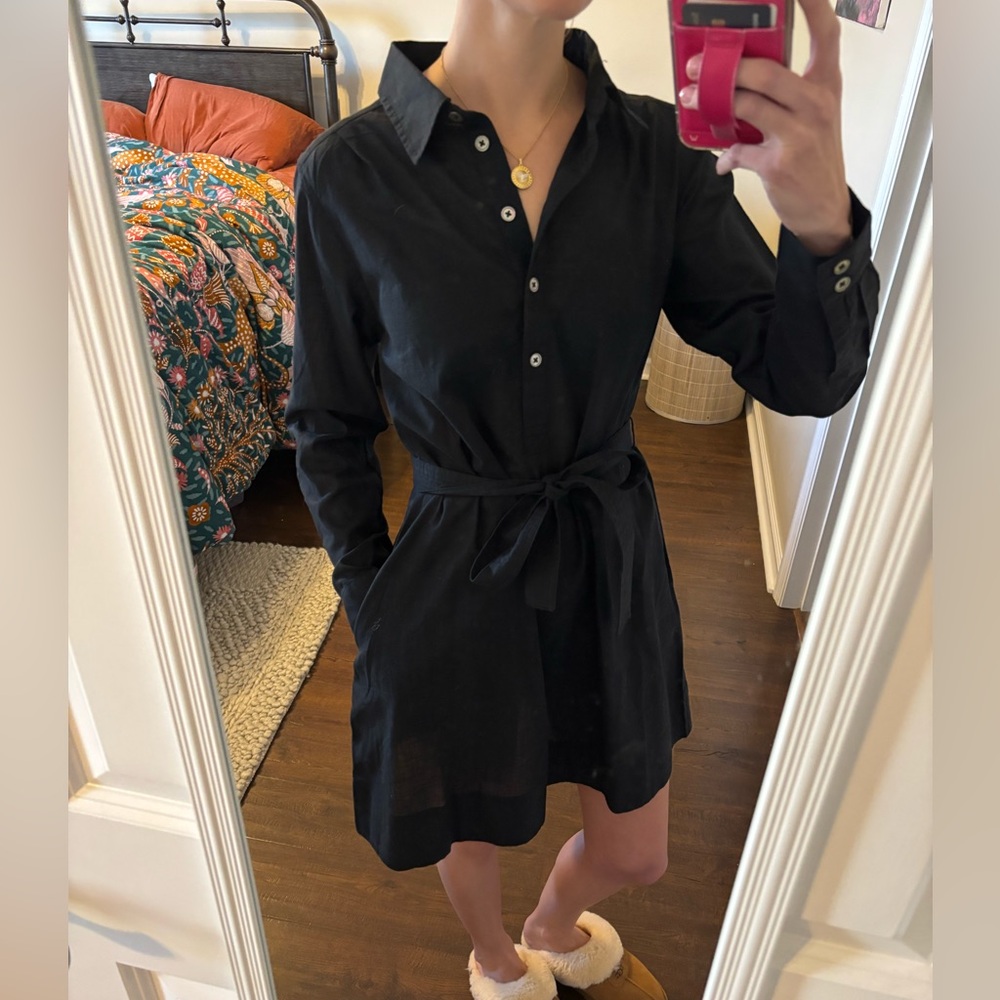 NWT Lilla P Cotton Black Shirt Dress - Picture 2 of 6